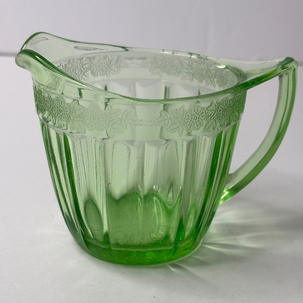 Vintage Jeanette Glass Princess Green Uranium Depression Glass Creamer Pitcher